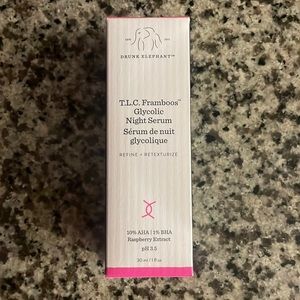 Drunk Elephant TLC Framboos Glycolic Night Serum, unopened box 1 fl oz